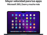 Apple MacBook Air (2022) MLY33Y/A, 13.6 Retina, Chip M2 Apple, CPU de 8 núcleos, GPU de 10 núcleos, 24GB RAM, 256GB de SSD, USB-C 70W, Medianoche