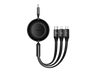 Cable USB - Baseus 3-en-1 Bright Mirror, 100W, Cable retráctil, Carga rápida multidispositivo, USB-C a USB-C-Lightning-Micro, 110 cm, Negro