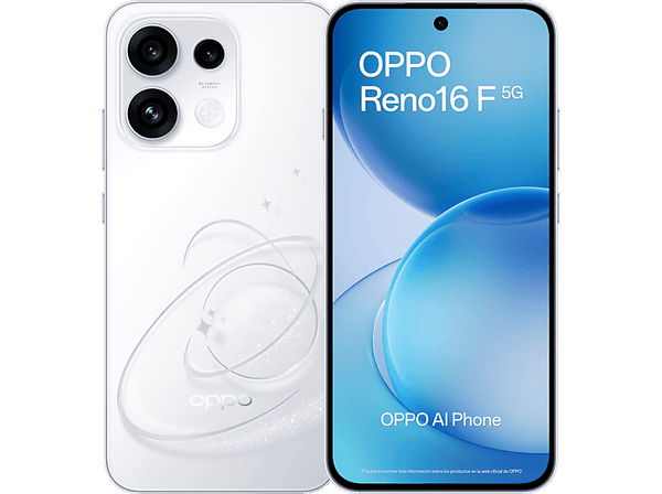 OPPO Reno16 F, Blanco, 256 GB, 8 GB RAM, 6.57" AMOLED, Mediatek Dimensity 7300, 6500 mAh