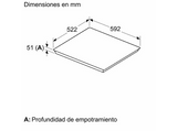Placa inducción - Bosch PVQ631HC1E, 4 zonas, 30 x 21 cm, 59.2 cm, Negro