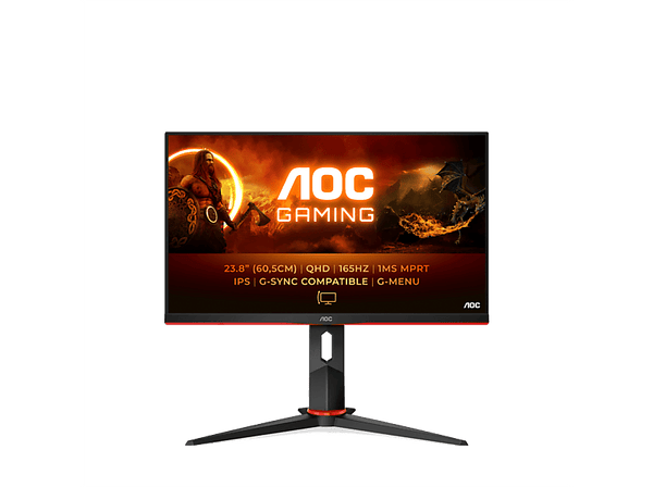 Monitor gaming - AOC Q24G2A/BK, 23.8 ", QHD, 1 ms, 165 Hz, x1 HDMI, x1 HDCP, x1 DisplayPort, x1 salida auriculares, Negro