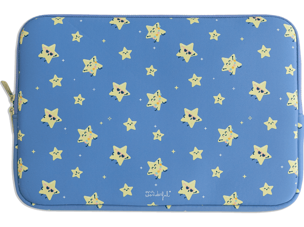 Funda portátil - Mr Wonderful Estrellas, Para portátiles de 14 ", Neopreno, Acolchado, Azul