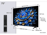 TV QLED 75 - TCL 75T69C, UHD 4K, Procesador AiPQ, Smart TV, DVB-T2, Negro