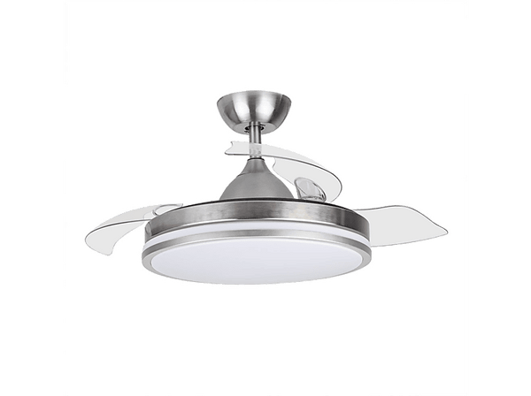 Ventilador de techo con luz - Orbegozo CP 121105, 35 W, 6 Velocidades, Temporizador, Sistema de ventilación reversible, Níquel