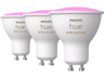 Bombilla Inteligente - Philips Hue GU10, Pack 3, 4.3W, Blanco y colores, Bluetooth, Control por voz
