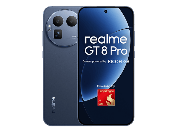 Móvil - realme GT8 Pro, Azul, 512GB, 16GB RAM, 6.79" AMOLED 144Hz, Cámara RICOH GR, Snapdragon 8 Elite Gen 5, 7000 mAh + 120W carga rápida