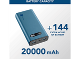 Powerbank - CellularLine FAST, 20000 mAh, 20W, USB-C, Carga rápida, Azul