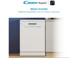 Lavavajillas - Candy Rapido' CF 3C7L0W,  13 servicios, 5 programas, Inicio Diferido, Motor Inverter, 60 cm, Conectividad Wi-Fi, Blanco