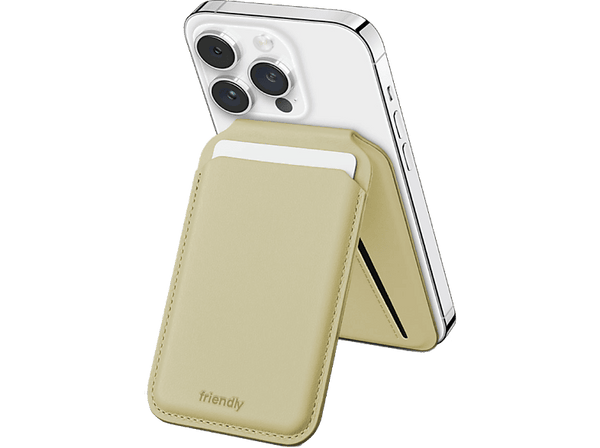 Tarjetero para móvil - Friendly License FRTAR011, TPU y Adhesivo 3M, Soporte, Beige