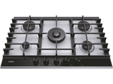 Placa gas - Haier Series 4 HAHG7W5XH, 5 quemadores, Gas natural, Zona grande 13.8 cm, Rejillas hierro fundido, Preciflame, 75 cm, Inox