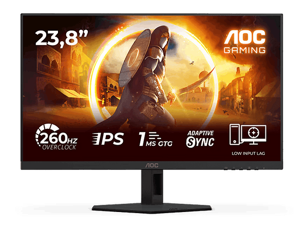 Monitor gaming - AOC 24G4ZRE, 24" Full-HD, 260 Hz, 0.3 ms MPRT, IPS, G-SYNC Compatible, Sin marco de 3 lados, HDR10, Negro