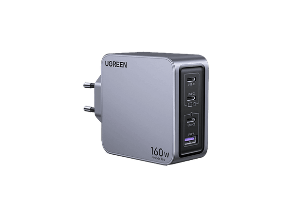 Cargador de pared - Ugreen UGR25877, Universal, 160W, 3x USB-C, 1x USB-A, Gris