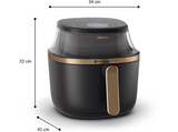 Freidora de aire - Philips Airfryer NA342/00 serie 3000, 7,2 L, 2000 w, 200 °C, 16 Programas, Tecnología RapidAir Plus, Pantalla Táctil, Negro/Oro