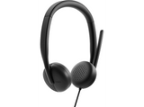 Auriculares - Dell WH3024, Con Cable, Circumaurales, Micrófono, Cancelación de Ruido Basada en IA, Negro