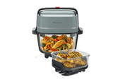 Freidora de aire - Moulinex Crisp & Go, Apilable y portátil, 2 cestas, 1.4L, 3.8L, 4 modos de cocción, 1700 W, Ajuste manual de temperatura, Verde