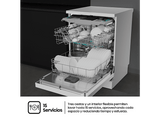 Lavavajillas - Hisense HS643B90W, 15 servicios, 6 programas, 60 cm, Tecnología Inverter, Tercera Bandeja, Blanco