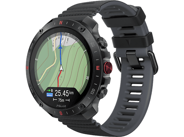 Reloj deportivo - Polar Grit X2 Pro, Negro, 130-220 mm, Pantalla táctil AMOLED 1.39", Registro salud 24/7