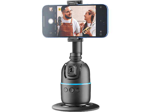 Soporte móvil - CellularLine FACECAM, Con reconocimiento facial, Rotación completa, Tecnología de funcionamiento con gestos, Universal, Negro