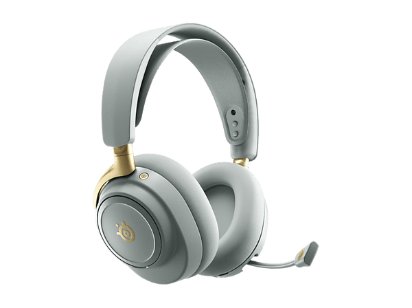 Auriculares gaming - SteelSeries Arctis Nova Elite, 30 h, Diadema, Cancelación activa de ruido (ANC), Audio alta resolución, Sage gold