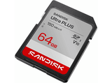 Tarjeta SD - SANDISK Ultra Plus, 64 GB, UHS-I, Vídeo Full HD, V10, U1, C10, Resistente al Agua, Plata