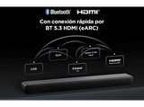 Barra de sonido - TCL S55HE, Bluetooth, Inalámbrico, 220W, 2.1 Canales, Dolby Atmos, 5 teclas táctiles, LED, Titanio Oscuro