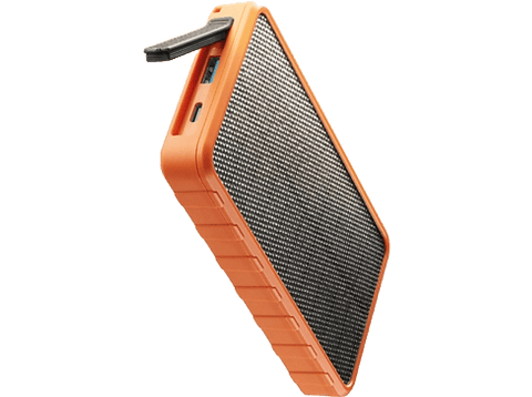 Powerbank - CellularLine PBSOLAR10000O, 10000 mAh, USB tipo C a USB tipo C, Naranja y negro