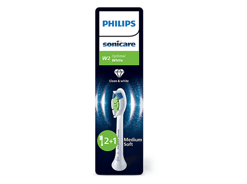 Recambio para cepillo dental - Philips Optimal White HX6063/87, Cabezal Sonicare, Pack 2+1, Blanqueador, Control antiplaca, Suavidad media, Blanco
