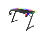 Mesa gaming - Trust GXT710, Iluminación RGB, Cargador Inalámbrico, Negro