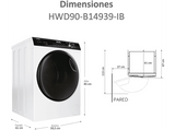 Lavadora secadora - Haier I-Pro Series 3 HWD90-B14939-IB, 9 kg+6 kg, 1400rpm, Motor Direct Motion, 15 programas, Antibacterias, Vapor, Blanco