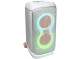 Altavoz de gran potencia - JBL PartyBox Stage 320, Portátil para fiestas, Asa telescópica y ruedas, BT, Resistente salpicaduras, Aut 18h, 240W, Blanco
