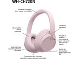 Auriculares inalámbricos - Sony WH-CH720NP, Cancelación ruido (Noise Cancelling), 35h, Carga Rápida, Con Asistente, Bluetooth, De Diadema, ANC, Rosa