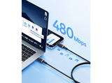Cable USB - Baseus Dura, Tipo-C a Tipo-C, 100 cm, 240W, Carga rápida, Ultrarresitente, Negro y Rojo