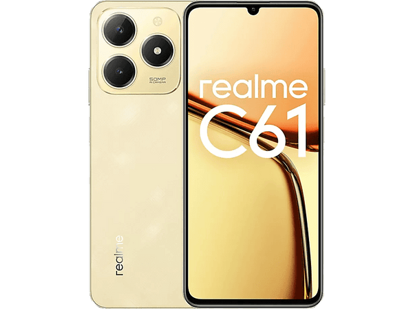 Móvil - realme C61, Sparkle Gold, 256 GB, 6 GB RAM, 6.74 " LCD HD+ 90 Hz, UNISOC T612, 5000 mAh, Android