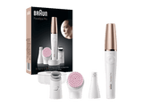 Depiladora facial - Braun FaceSpa Pro SE912, Depiladora facial Todo en 1, Con cepillo limpiador, Cabezal de microvibraciones, Blanco y bronce