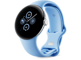 Smartwatch - Google Pixel Watch 2, 41 mm AMOLED, GPS, Android, Caja aluminio plata pulida, Correa deportiva azul celeste