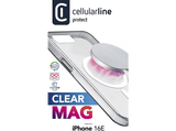 Funda móvil - CellularLine CLEAR MAG, Apple, Para iPhone 16e, Compatible con MagSafe, Transparente