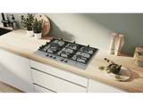 Placa de gas - Bosch PCS7A5I90, 5 zonas, 30 cm zona grande, Gas natural, 75 cm, Acero inoxidable