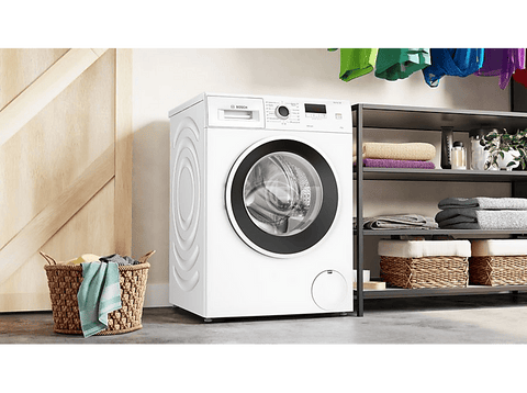 Lavadora carga frontal - Bosch WGE03200ES,Serie 2, 8 kg, 1.200 rpm, 13 programas,  Higiene Plus, Motor EcoSilence,  Blanco