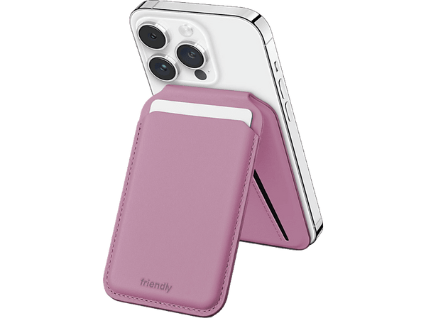 Tarjetero para móvil - Friendly License FRTAR013, TPU y Adhesivo 3M, Soporte, Rosa