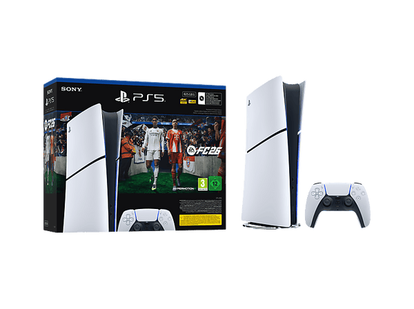 Consola - Sony PS5 Slim Digital Edition, 825 GB SSD, 4K, 1 mando, Chasis E, Blanco + Juego EA Sports FC™ 26 (código de descarga)