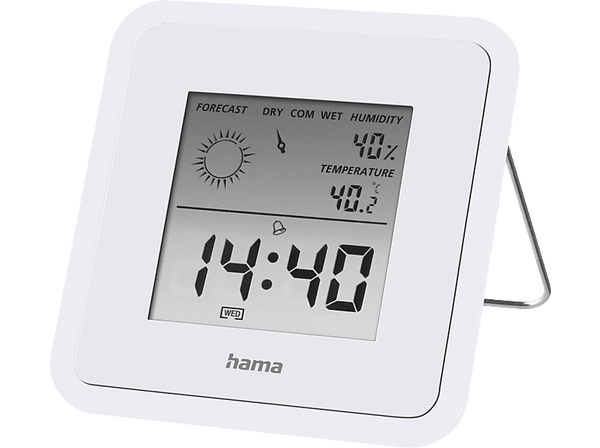 Estación meteorológica - Hama TH50, Reloj, Calendario, Despertador, Higrómetro, Blanco
