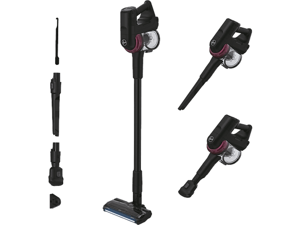 Aspirador escoba - Hoover HF4, 0.7 l, 30 min autonomía, Maniobrable 360º, Cepillo anti-enredos,  Luces LED, 3 años garantía, Negro