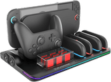 Cargador multifunción - Ardistel Blackfire® Multifunction Charging Stand RGB LED, Compatible con Nintendo Switch 2, Negro