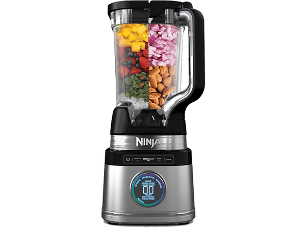 Batidora de vaso - Ninja Detect Power Mixer Pro TB201EU, 1200 W, 1.9 l, Tecnología BlendSense, 15 funciones, Negro, Plata