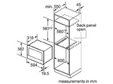 Microondas integrable - Bosch BER634GS1, 21 litros, Base de cerámica, 5 niveles de potencia