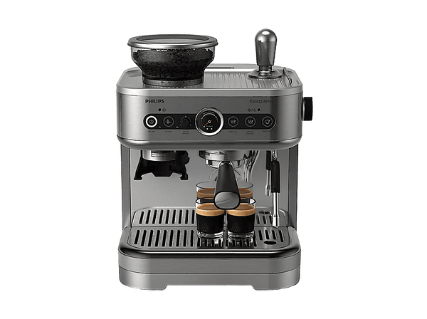 Cafetera express - Philips Barista Brew PSA3228/01, Molinillo integrado, Prensador calibrado premium, doble container de café, Capacidad 2,3l, 15 bar.