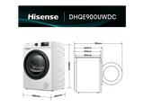 Secadora bomba de calor - Hisense DHQE900UWDC, 9 kg, 16 programas, Anti arrugas, Secado automático, Blanco