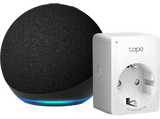 Pack de Echo Dot (5ª Gen) Altavoz inteligente con Alexam, Antracita + Enchufe inteligente ‎TP-Link Tapo P100 Mini, Wi-Fi, Bluetooth 4.2, Blanco
