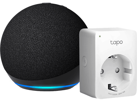 Pack de Echo Dot (5ª Gen) Altavoz inteligente con Alexam, Antracita + Enchufe inteligente ‎TP-Link Tapo P100 Mini, Wi-Fi, Bluetooth 4.2, Blanco