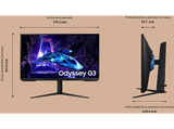 Monitor gaming - Samsung Odyssey G3 LS32DG302EUXEN, 32  Full-HD, 180 Hz, 1 ms, VA, Altura ajustable, FreeSync, Negro